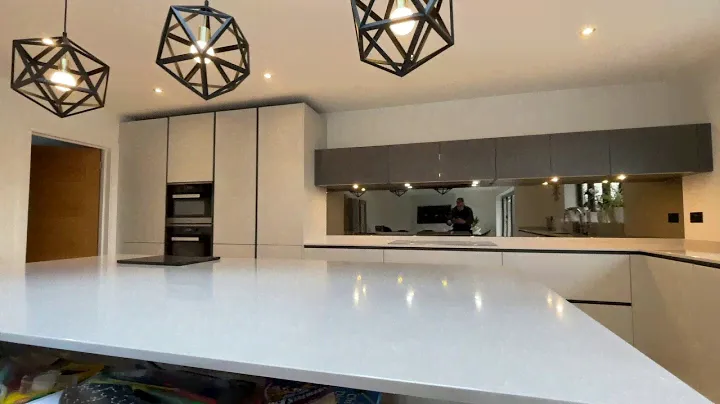 Bronze Toughened Mirror Glass Splashback | Modern Kitchen Design by CreoGlass