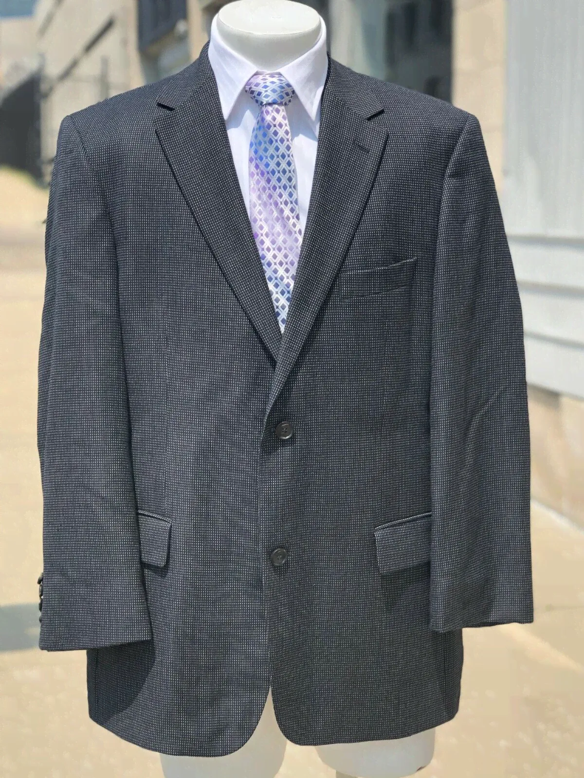hugo boss colombo Mens Black Specked Knit 2 Button Suit Jacket Blazer Size 44 R
